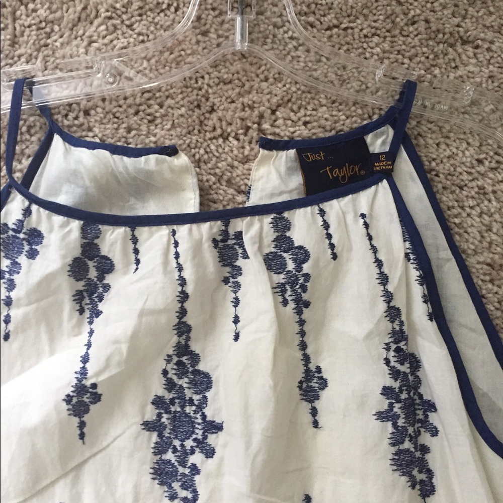 Beautiful blue and ivory lined summer dress